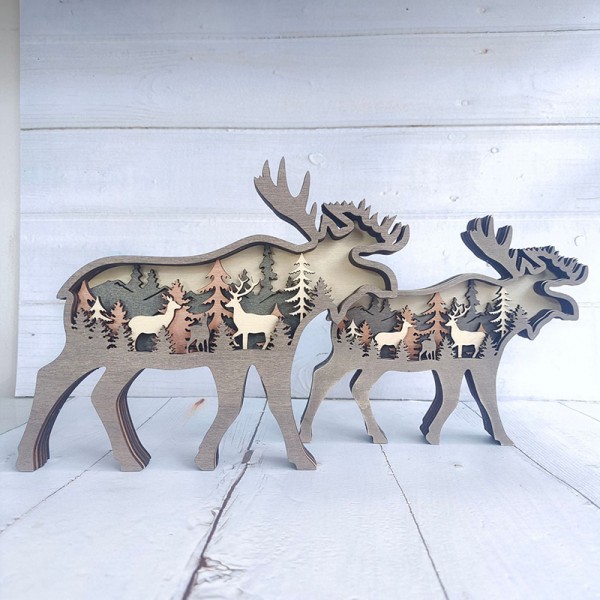 ZWAC04 Wooden Animal reindeer Statue