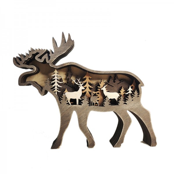 ZWAC04 Wooden Animal reindeer Statue