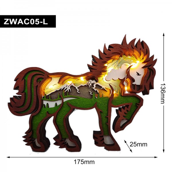 ZWAC05 Wooden Animal Horse Statue