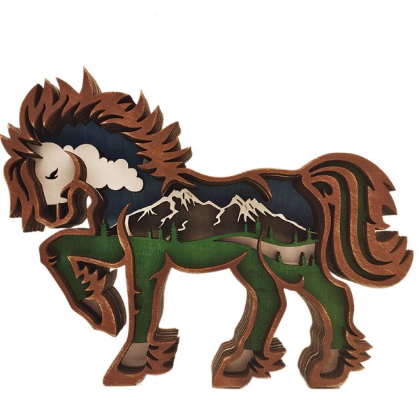 ZWAC05 Wooden Animal Horse Statue