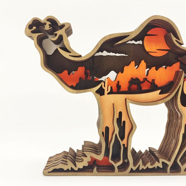 ZWAC07 Wooden Animal Camel Statue