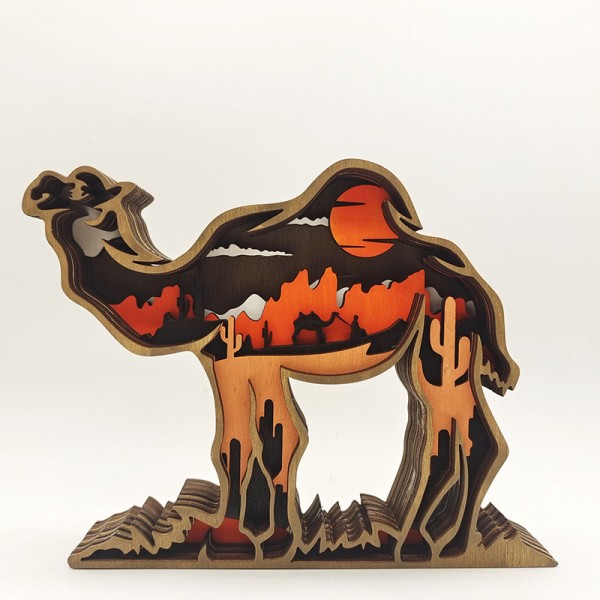 ZWAC07 Wooden Animal Camel Statue