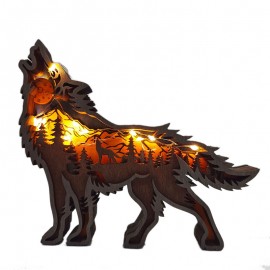 ZWAC08 Wooden Animal Wolf Statue