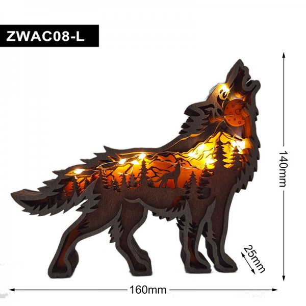 ZWAC08 Wooden Animal Wolf Statue