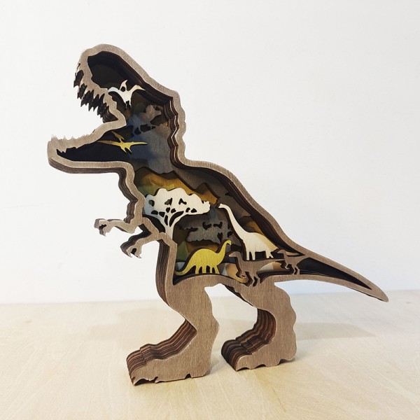 ZWAC11 Wooden Animal Tyrannosaurus Rex Statue