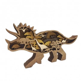 ZWAC12 Wooden Animal Triceratops Statue