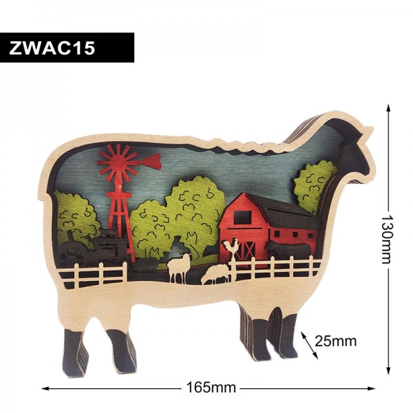 ZWAC15 Wooden Animal Sheep Statue