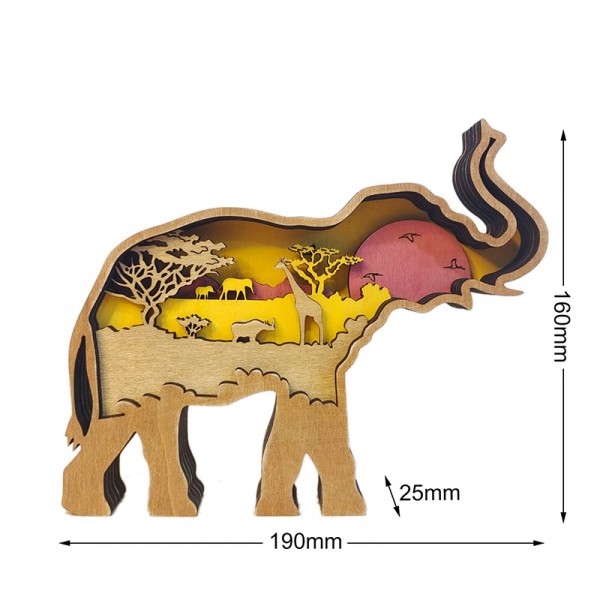 ZWAC16 Wooden Animal Elephant Statue