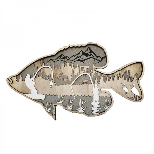 ZWAC17 Wooden Animal Salmon Statue